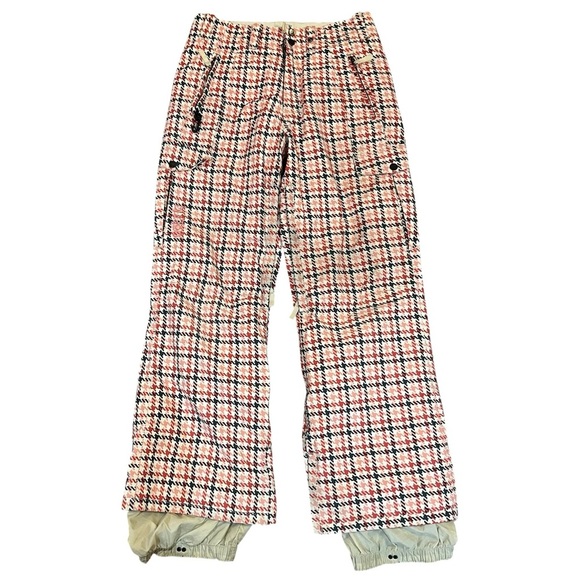 Burton Henna Houndstooth Ski/Snowboard Pants Coral & Gray Sz XS - Picture 2 of 14